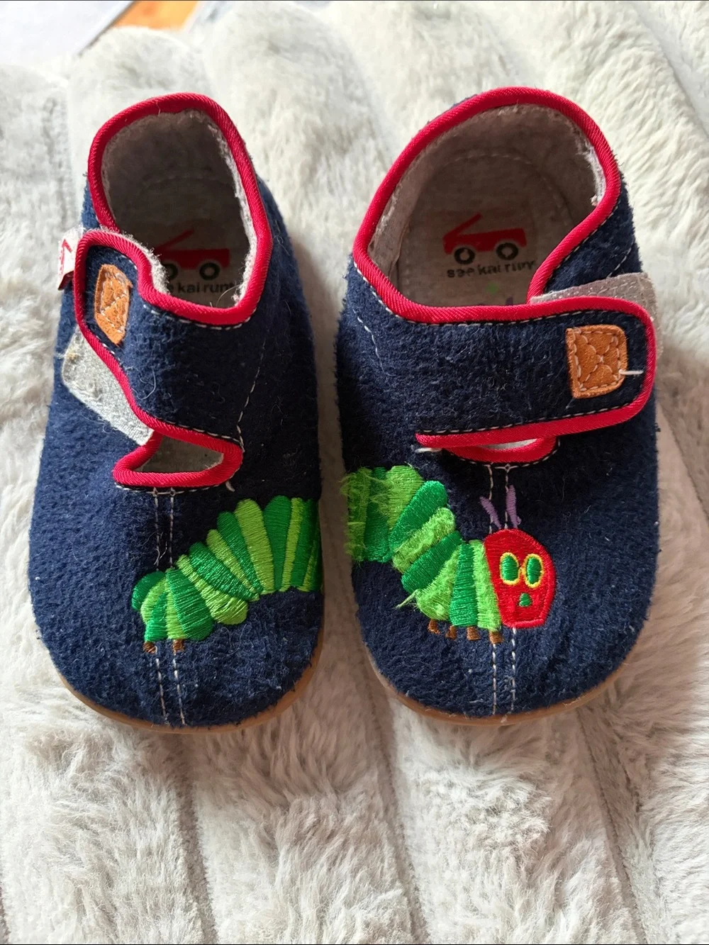 Kids Blue Felt See Kai Run with Very Hungry Caterpillar Embroidery - 8
